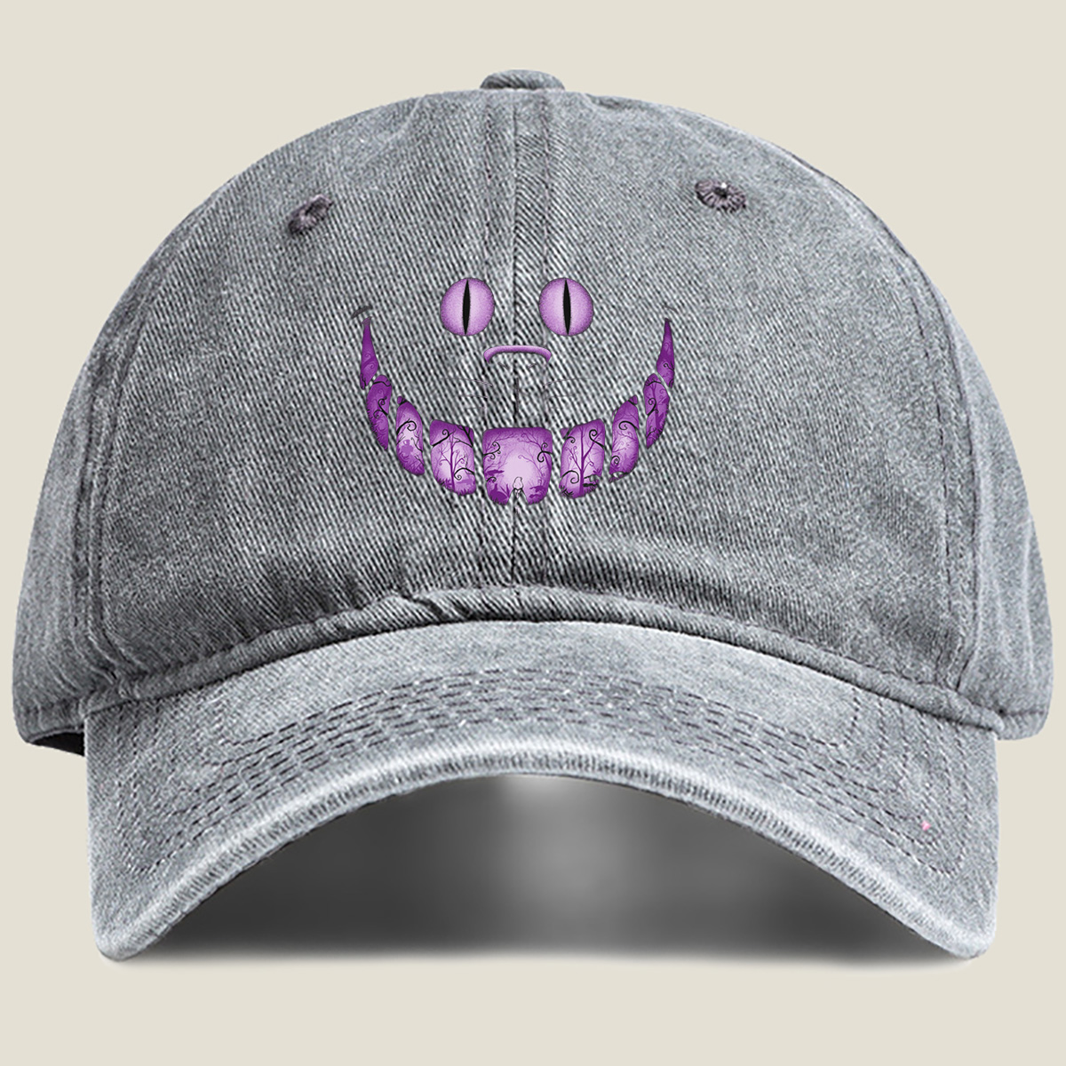Alice in Wonderland: The Cheshire Cat's Enchanted Smile - Washed Denim - Baseball Cap