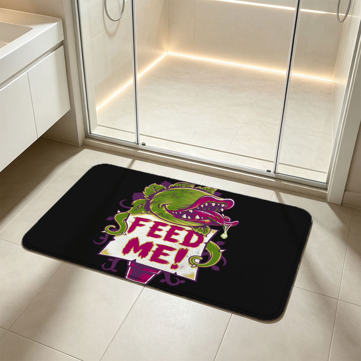 Feed Me! Carnivorous Plant T-Shirt Design - Flannel floor mat