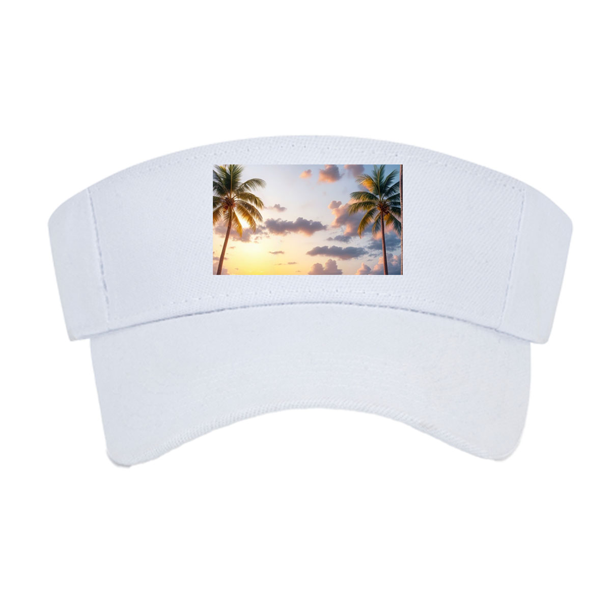 Tropical Sunset Beach with Palm Trees and Calm Ocean -  Visor cap
