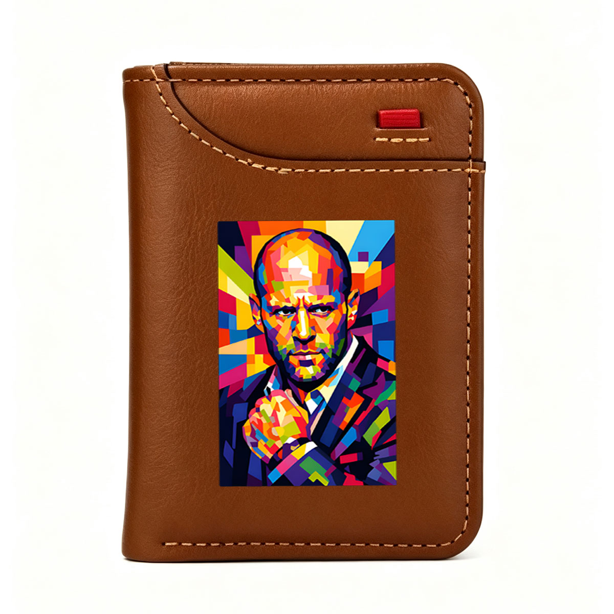 Colorful Geometric Portrait of a Man in Suit - Vertical Style Wallet