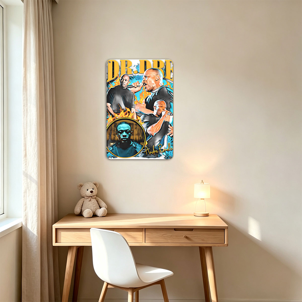 Dr. Dre: Andre Romelle Young in Action with Flames and Intense Performance - painting