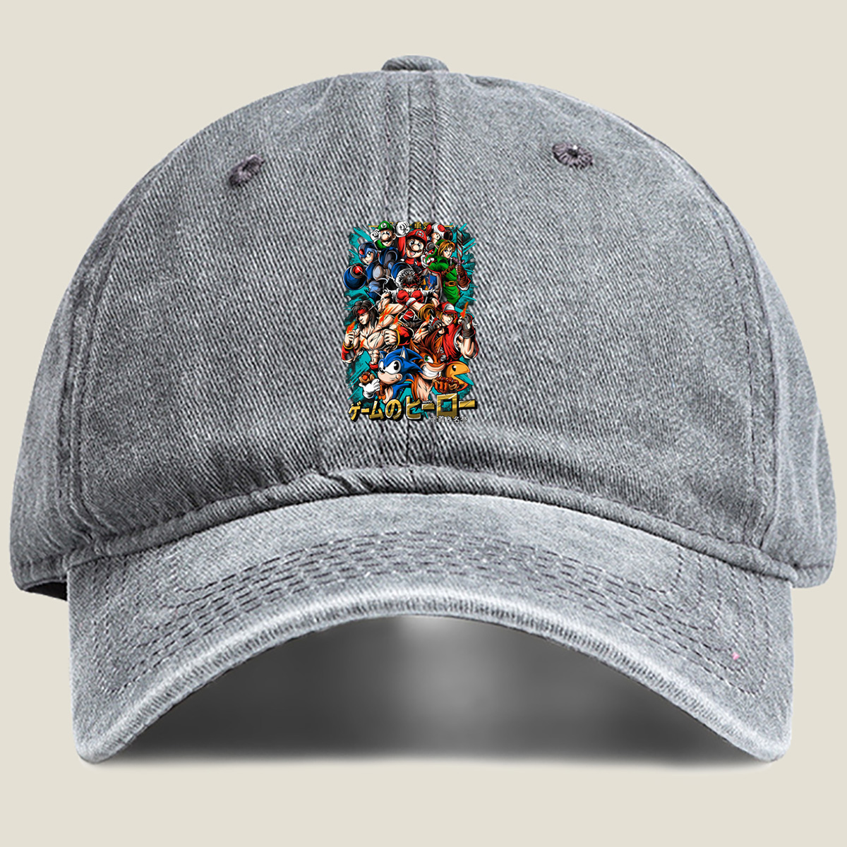 Game Heroes: Mario, Sonic, Link, Ryu, and More - Washed Denim - Baseball Cap