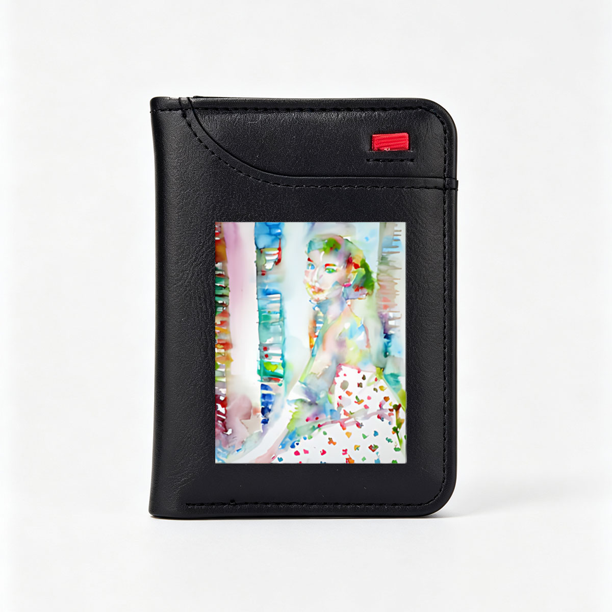 Watercolor Portrait of a Woman in a Colorful Dress - Vertical Style Wallet
