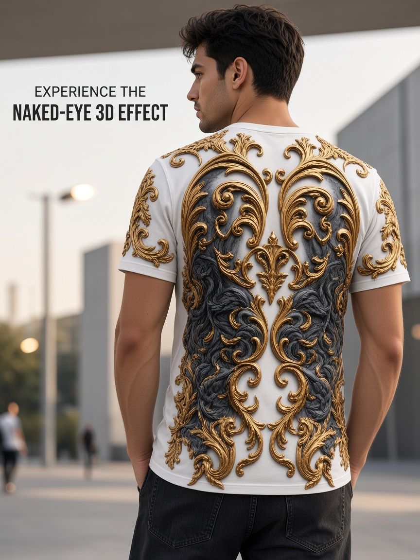 Gothic Baroque Bat 3D Optical Illusion Graphic Tee, Breathable Athletic Mesh T-Shirt, Casual and Sports Wear