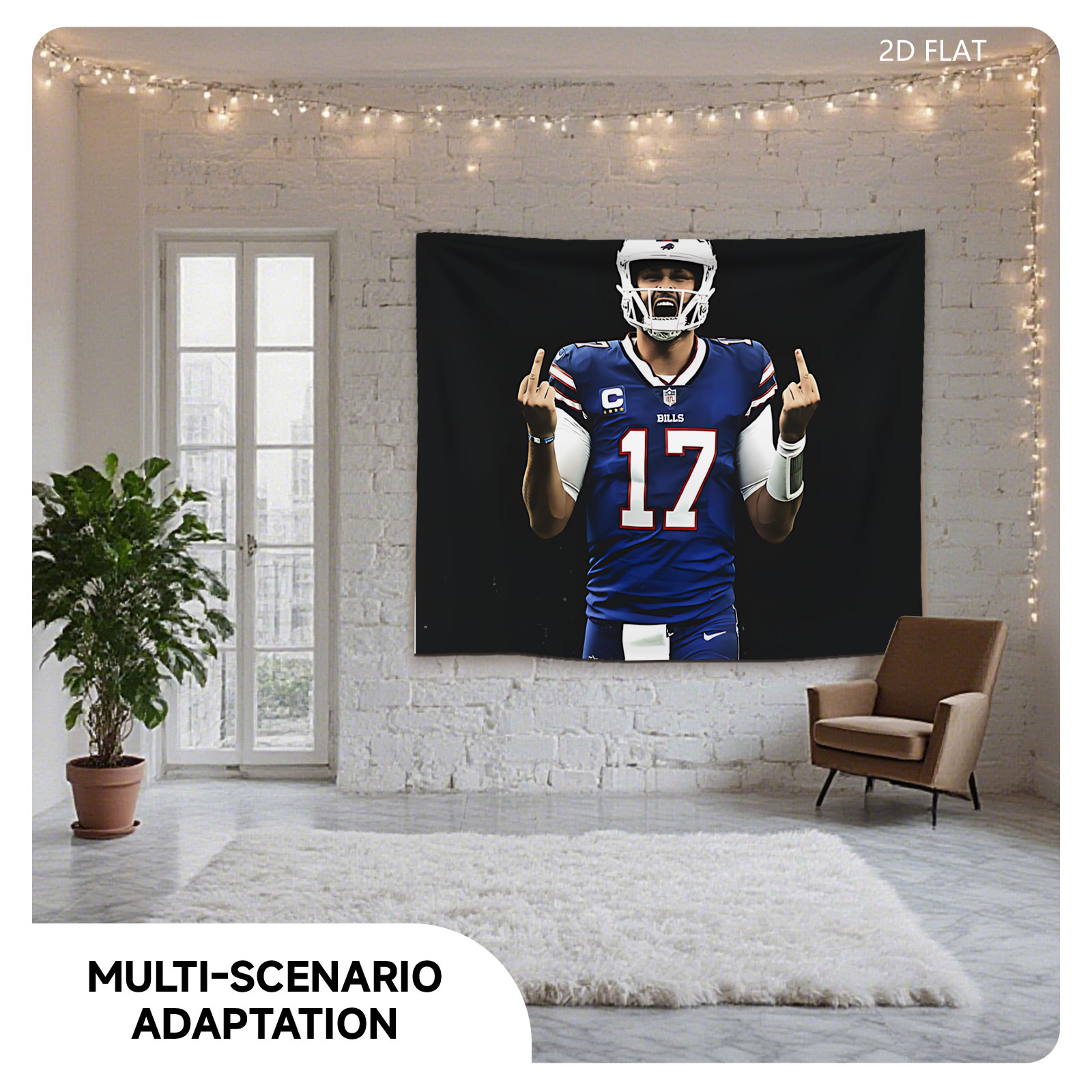Josh Allen, Buffalo Bills QB #17, Captain, NFL Football Player - Tapestry