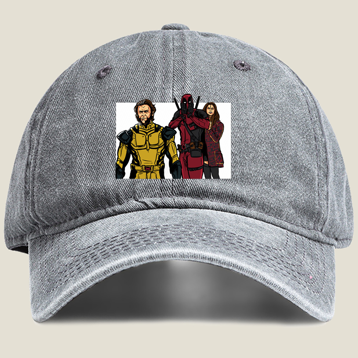 X-Men: Wolverine, Deadpool, and Jean Grey - Washed Denim - Baseball Cap