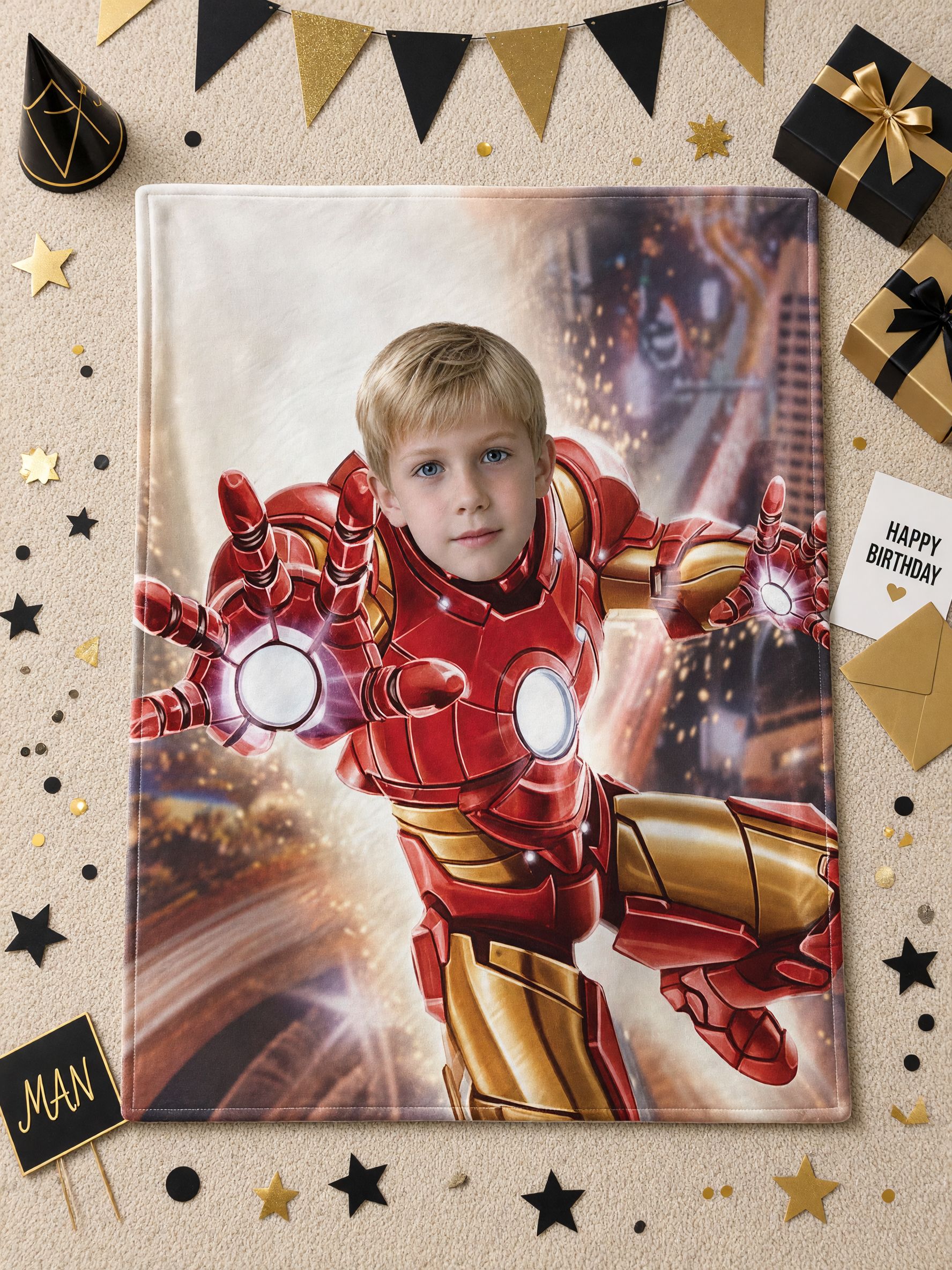 Custom Face Superhero Flannel Blanket, Personalized Photo Plush Throw for Kids and Adults, Ideal Cozy Keepsake Gift