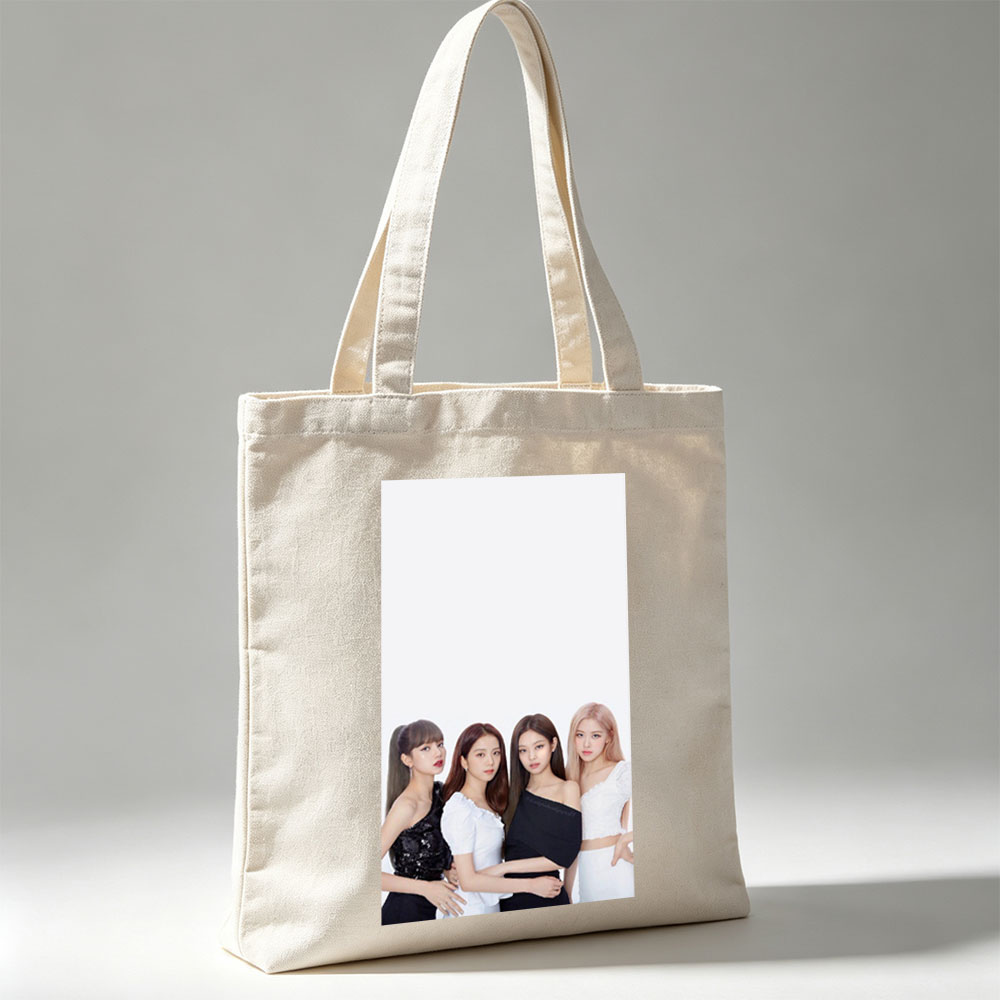 BLACKPINK Group Photo in Elegant Black and White Outfits on a Minimalist Background - Canvas tote bags
