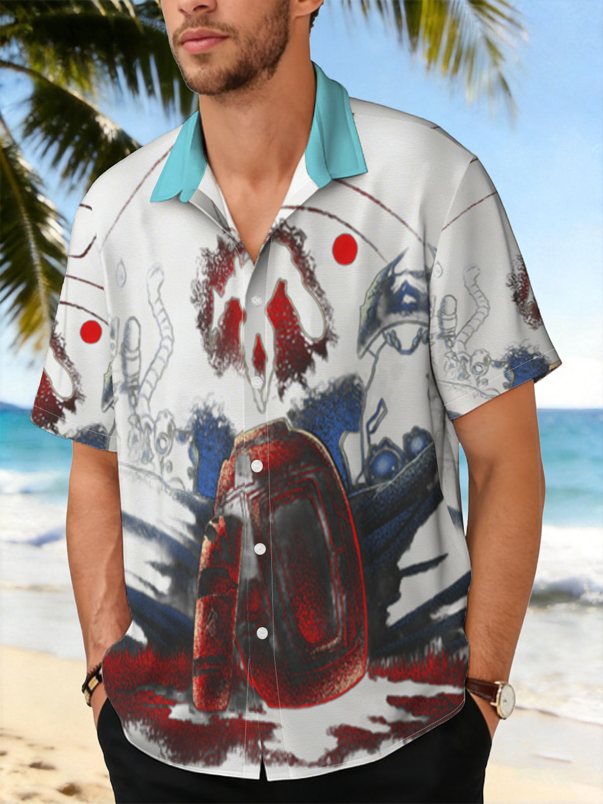 Red Planet Encounter: Alien Silhouette and Cosmic Artifacts -  Shirt