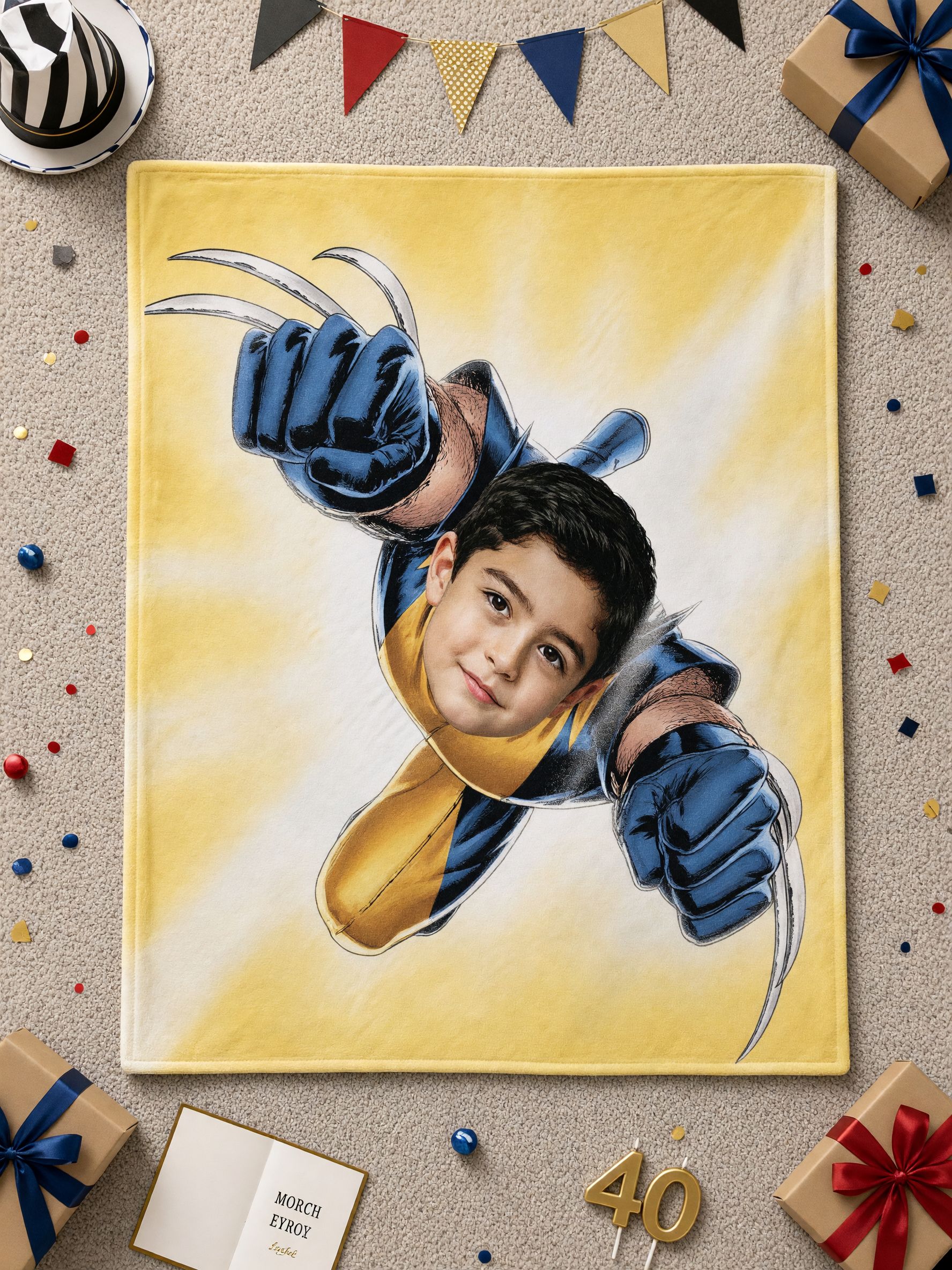 Custom Face Superhero Flannel Blanket, Personalized Photo Comic Hero Ultra Soft Fleece Throw, Ideal Cozy Gift