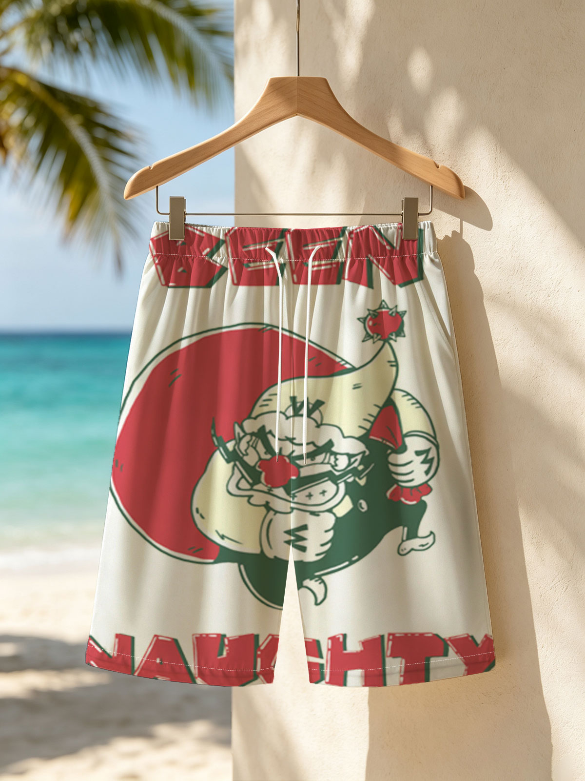 Been Naughty: Santa with a Mischievous Twist -  Beach shorts