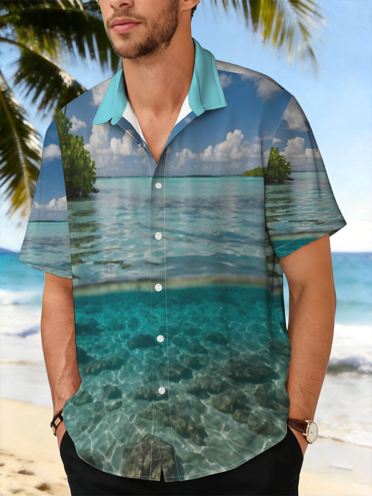 Crystal Clear Waters and Palm Trees in Paradise -  Shirt