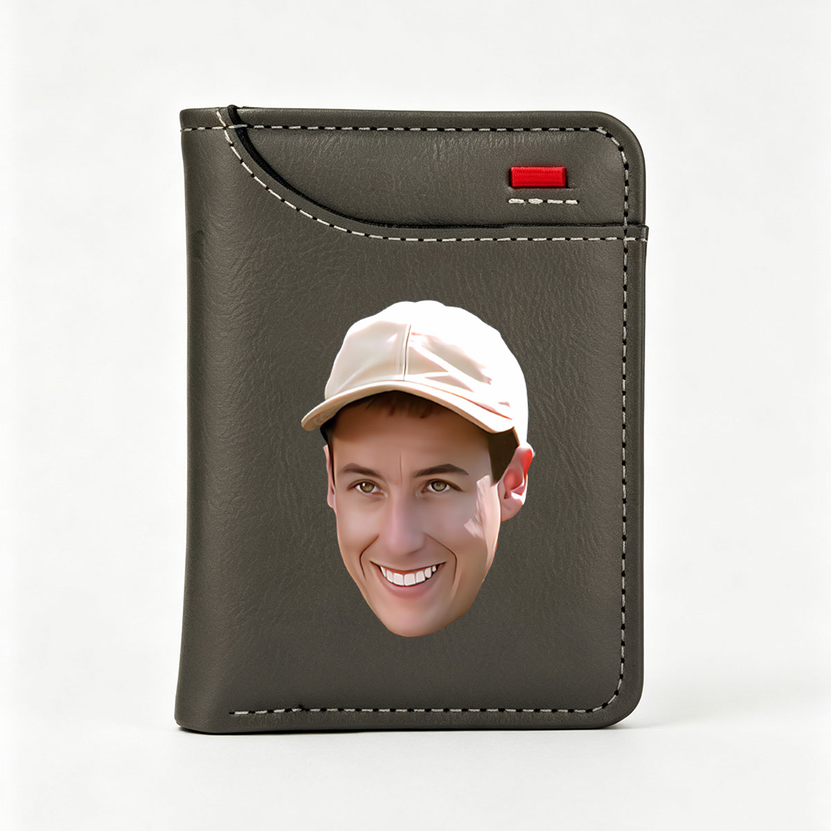 Smiling Man in White Cap - Vertical Style Wallet