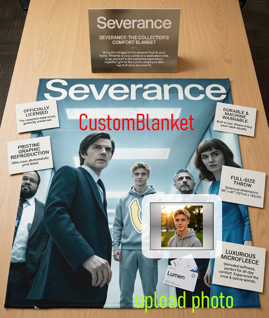 Custom Face Blanket Severance TV Show Flannel Blanket Office-Themed Cozy Throw Gift for Fans and Collectors