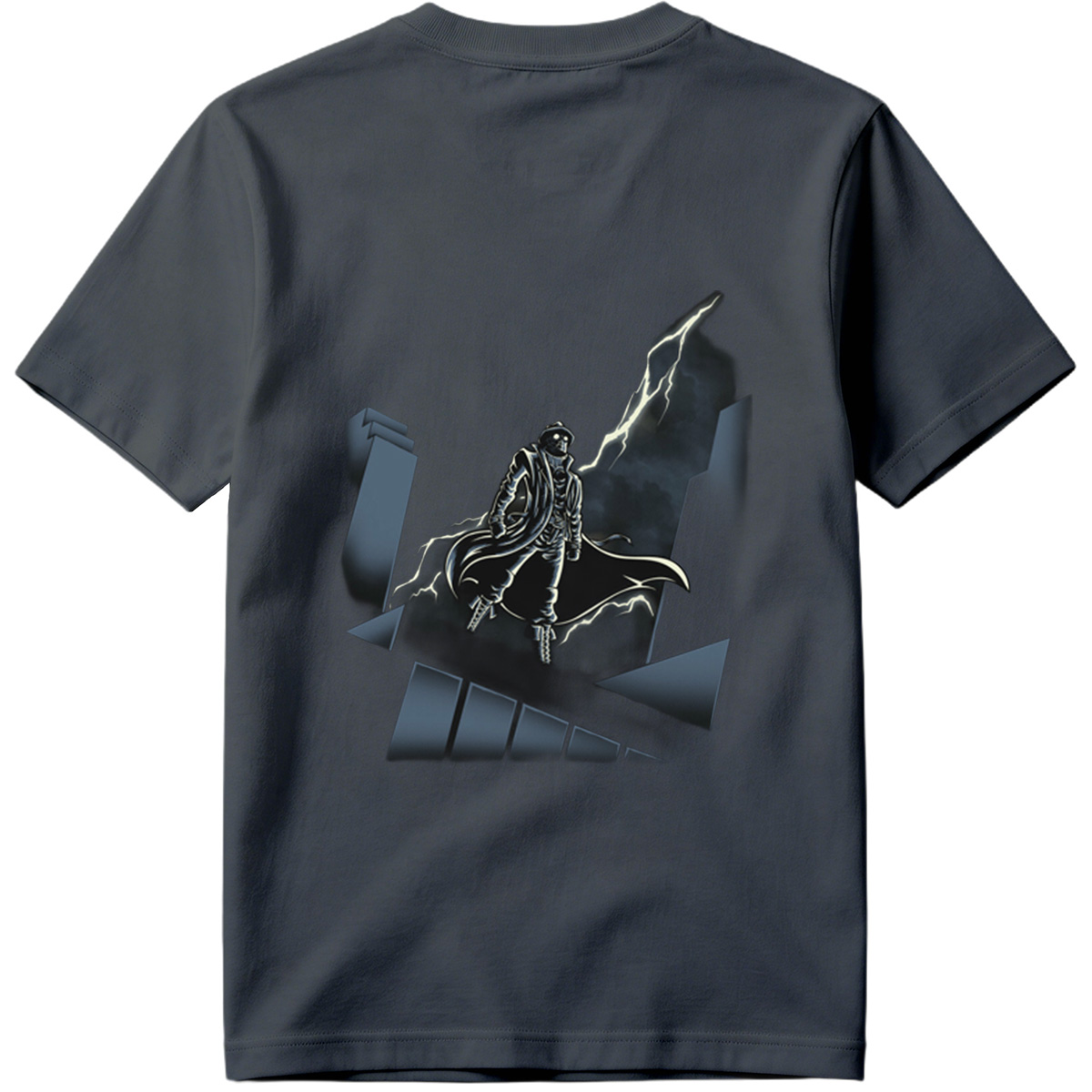 The Shadow of the Storm: Dark Hero on Rooftop - Tee