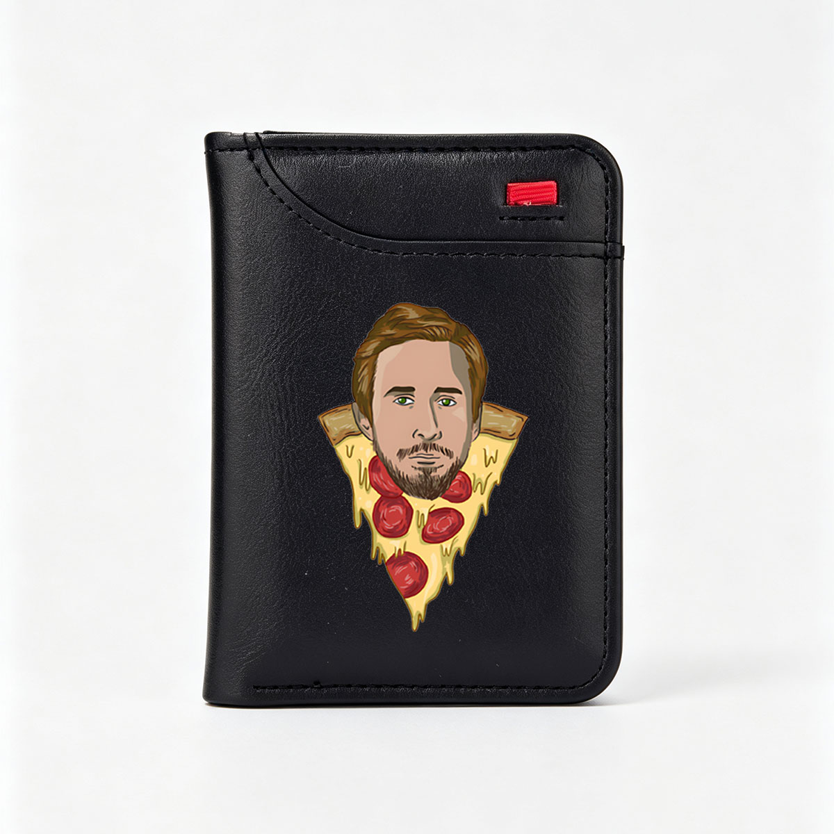 Pizza Slice with a Man's Face - Vertical Style Wallet