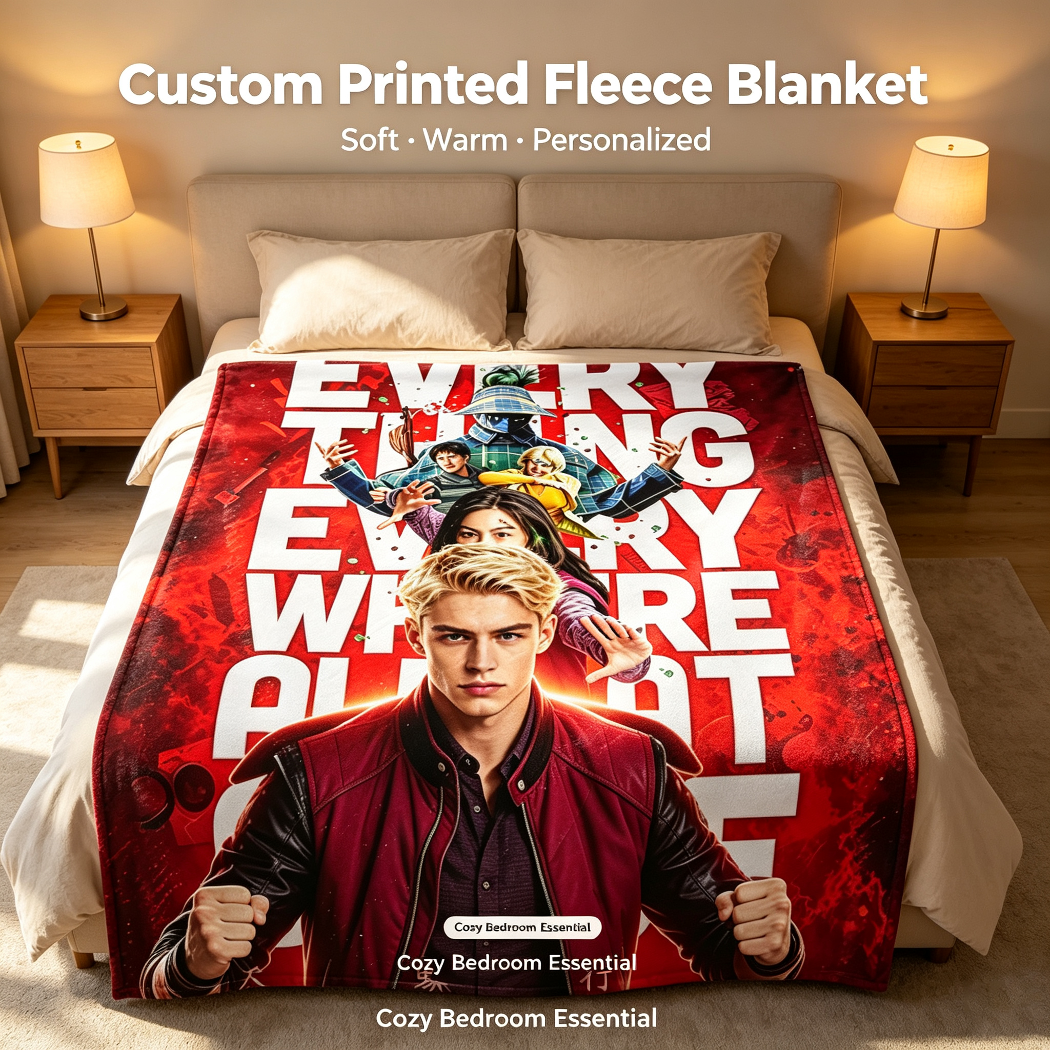 Custom Face Blanket Everything Everywhere All At Once Flannel Blanket Movie-Themed Cozy Throw Perfect for Fans Gift or Giveaway