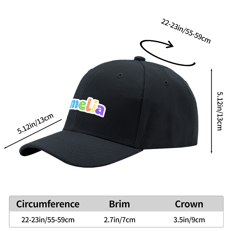 1pc New Baseball Cap with Colorful Amelia Letter Print Unisex Adjustable Hat for Outdoor Activities and Casual Wear Adults and Teens