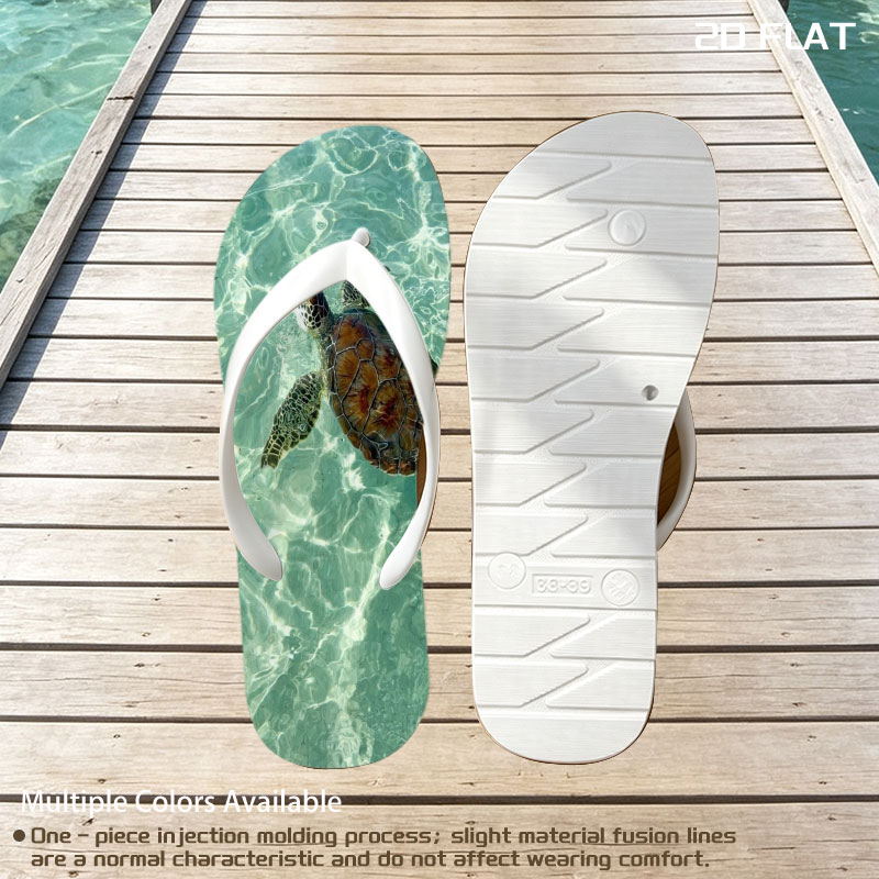 Sea Turtle Swimming in Clear Turquoise Water -  flip-flops