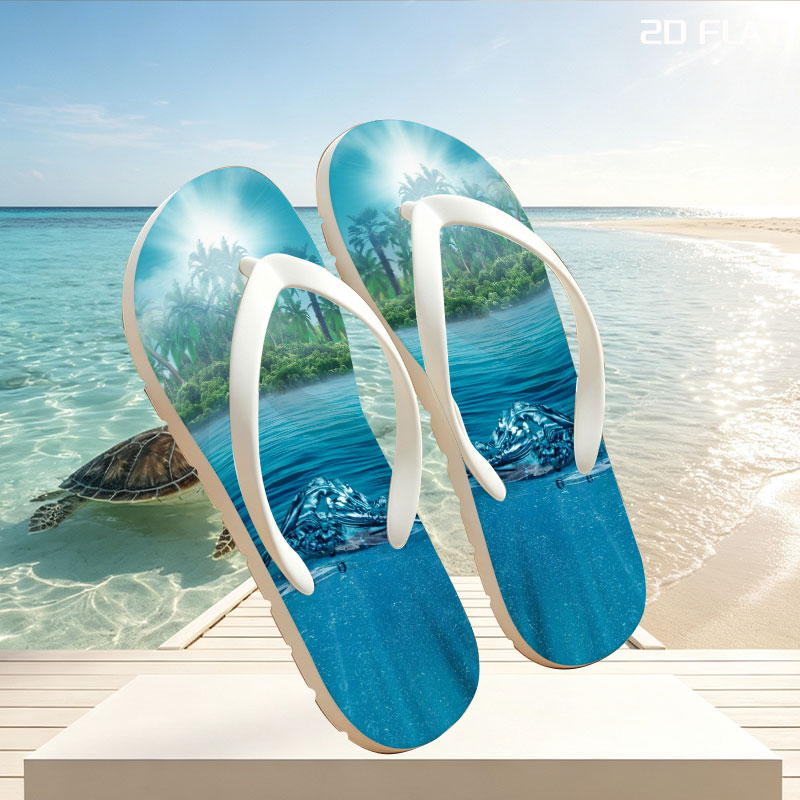 Sunlit Tropical Waters with Palm Trees and Underwater View -  flip-flops