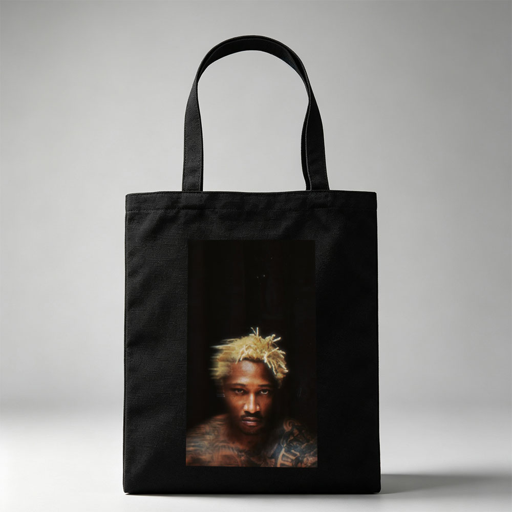Future Rapper with Blonde Dreads and Tattoos in Dark Portrait - Canvas tote bags