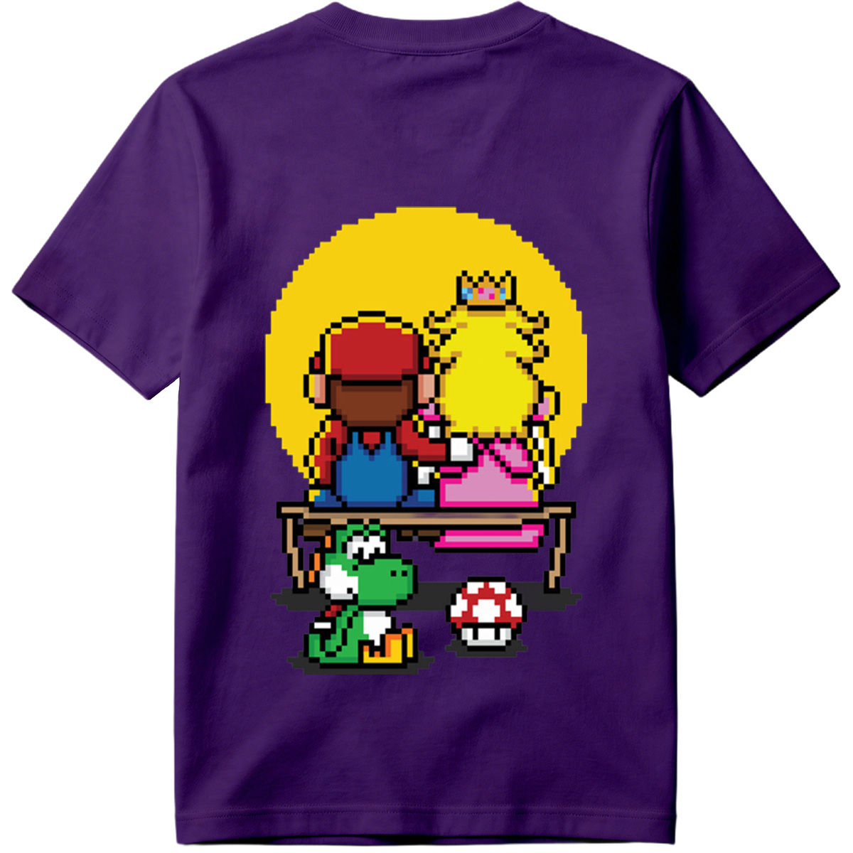 Mario and Peach Pixel Art with Yoshi and Mushroom - Tee