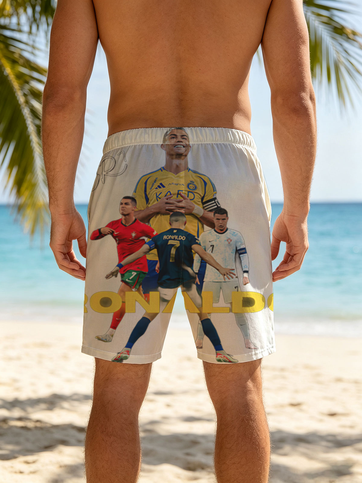Cristiano Ronaldo in Various Kits: CR7, Portugal, Manchester United, Al Nassr, and Saudi Arabia National Team -  Beach shorts