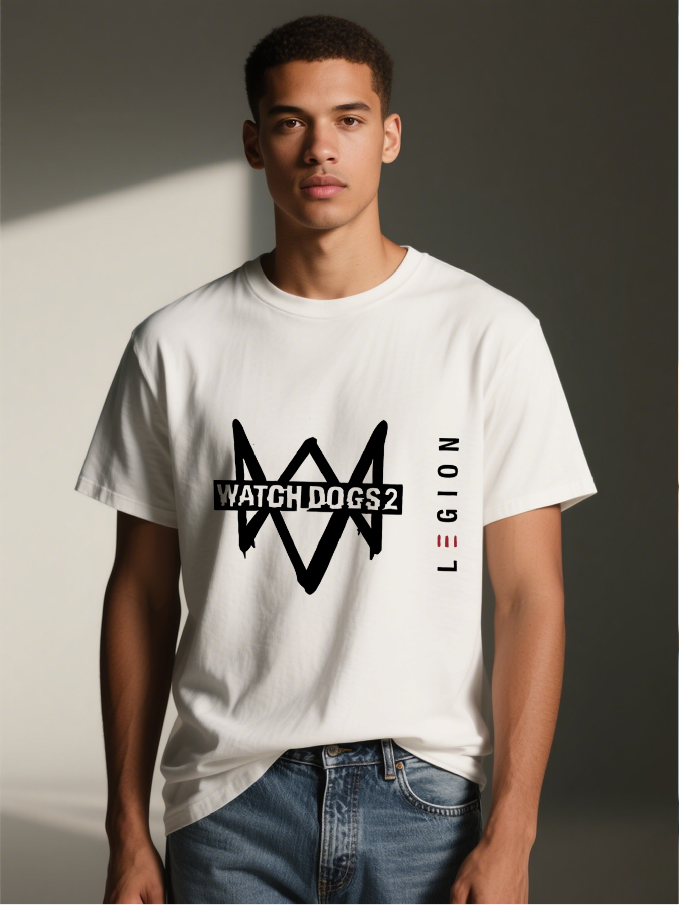 Men's Watch Dogs 2 Logo Print T-Shirt Casual Round Neck Lightweight Breathable Summer Short Sleeve Tee for Gaming Fans and Tech Enthusiasts