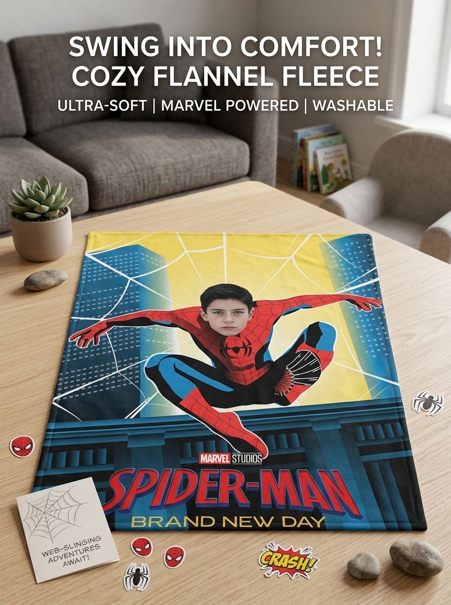 Custom Photo Superhero Flannel Blanket Personalized Face Portrait Fleece Throw Ultra Soft Warm Gift for Kids