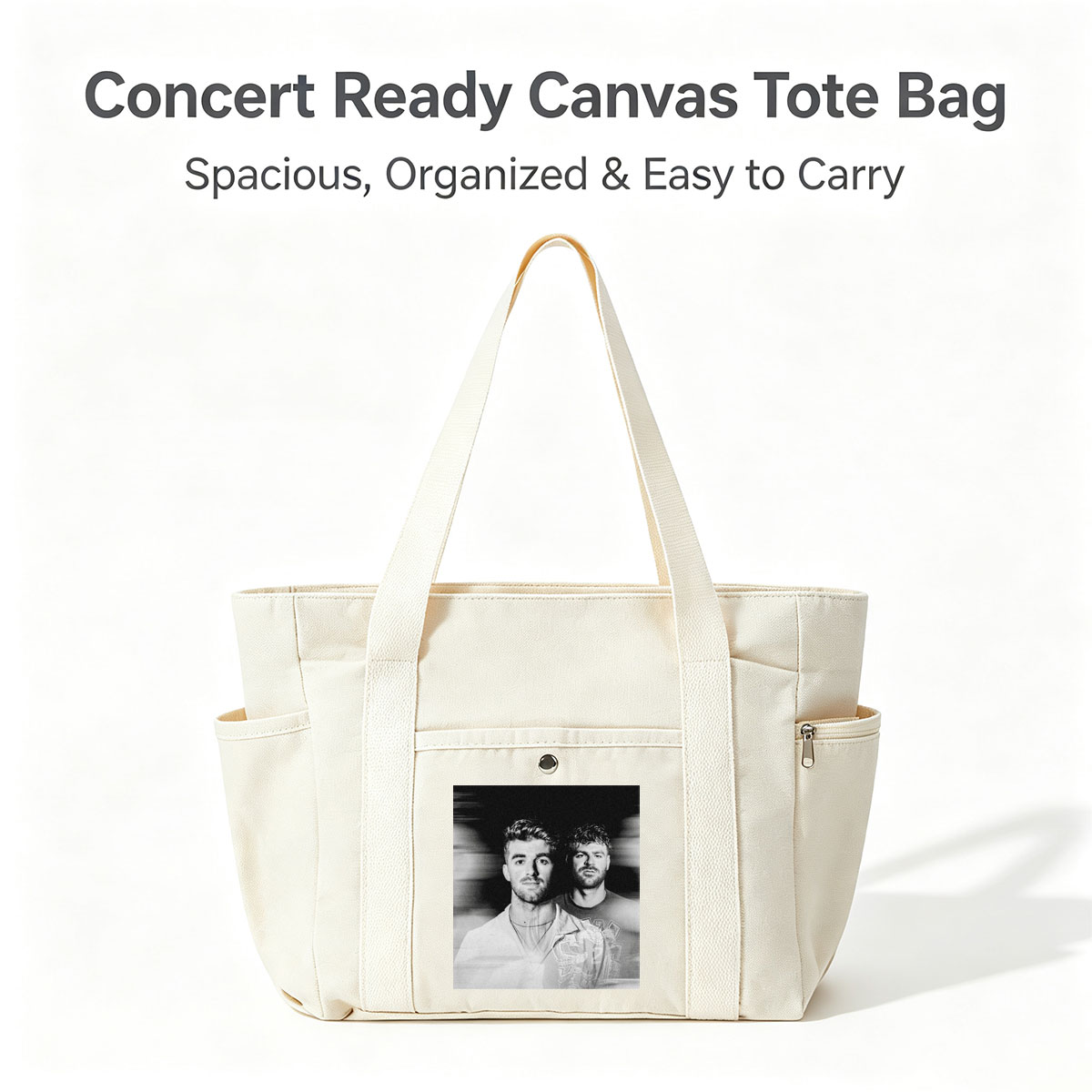 Liam Payne and a Friend in a Black-and-White Portrait with Blurred Background - Multi-pocket bags