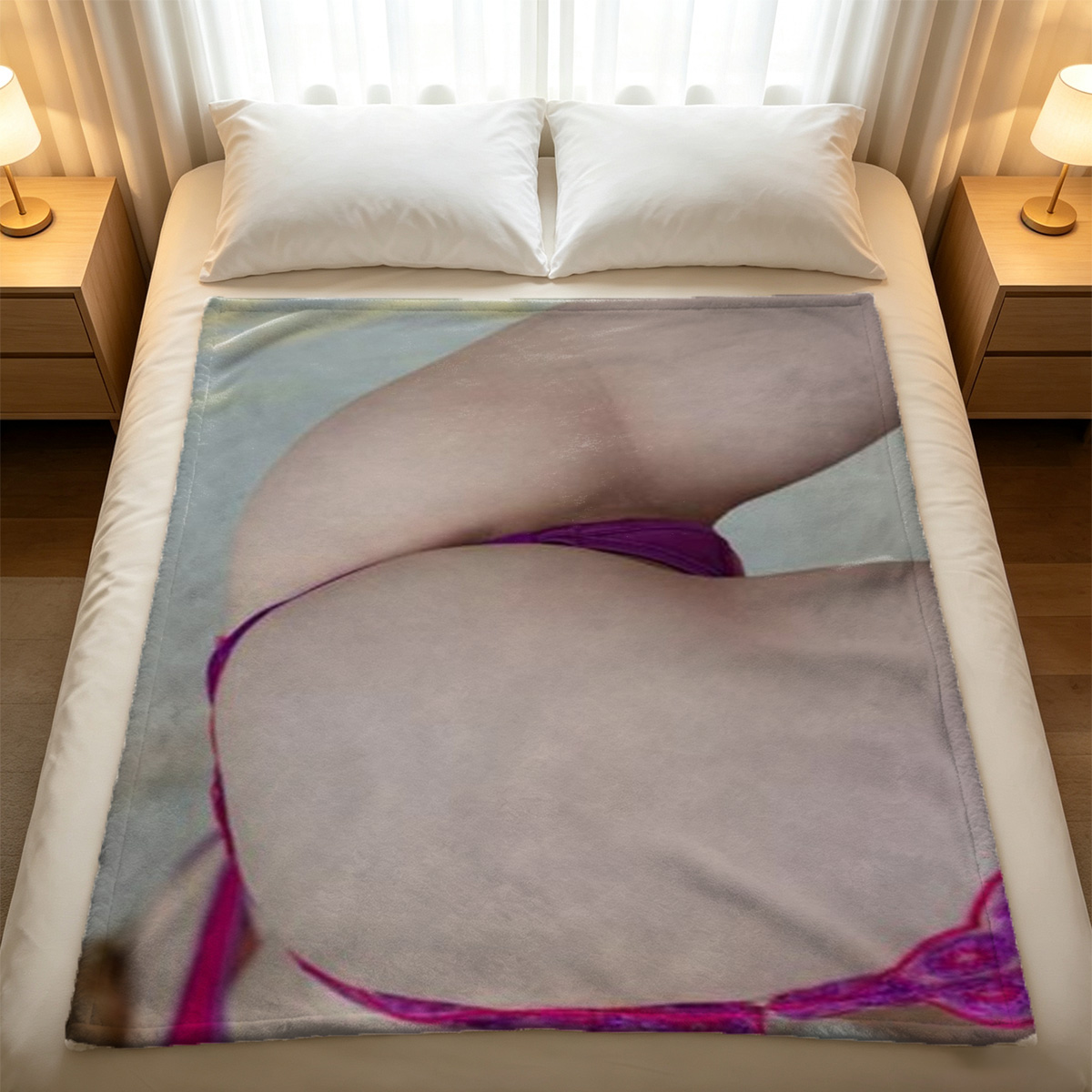 Nude Woman in Black Pantyhose on Chair - FEMJOY - Blanket