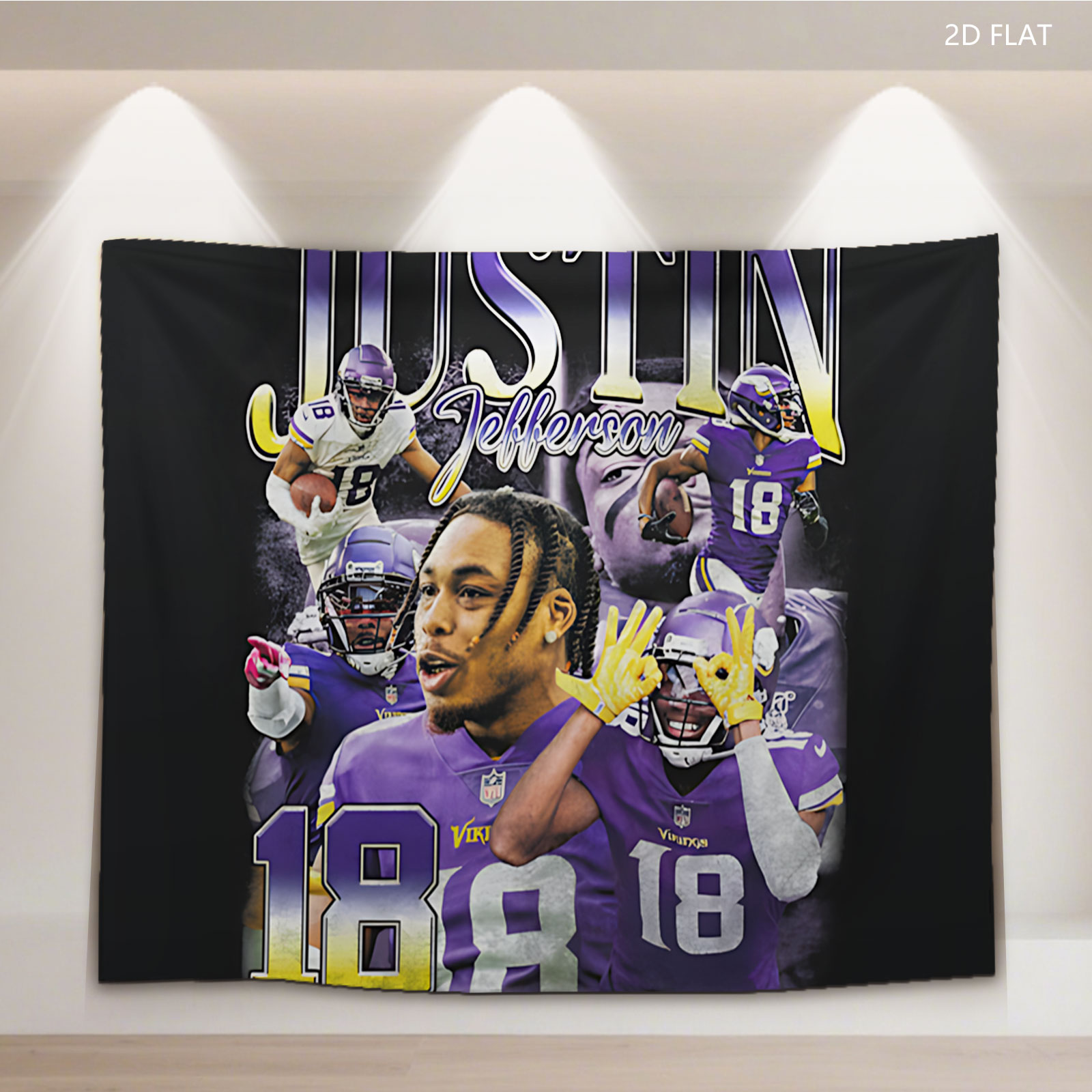Justin Jefferson Minnesota Vikings NFL Football Player #18 - Tapestry