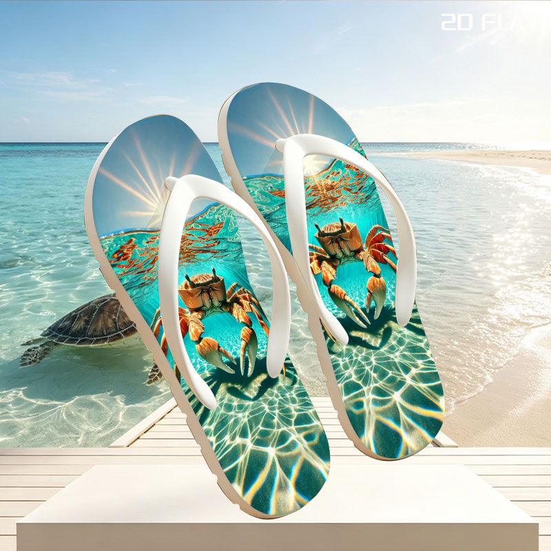 Crab in Sunlit Waters -  flip-flops