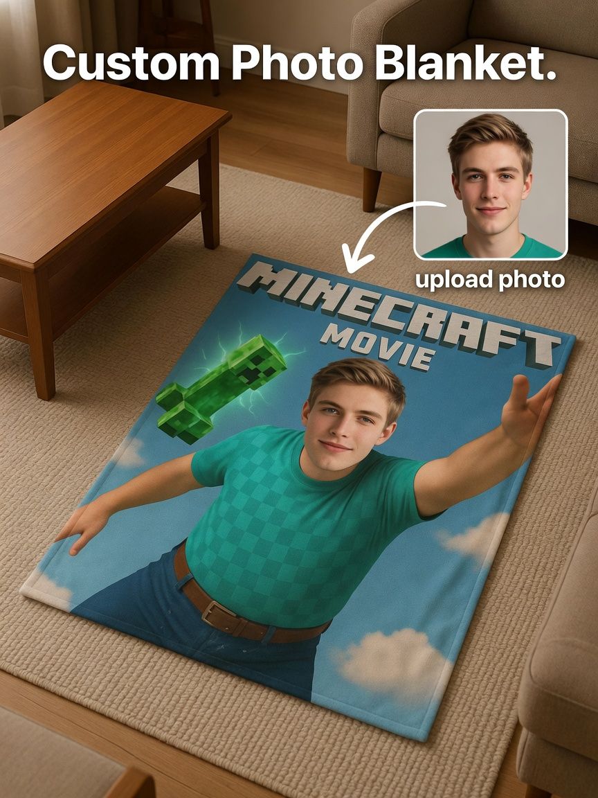 Custom Photo Face Flannel Throw Blanket Personalized Novelty Gamer Portrait Cozy Lightweight Plush Bedspread Gift
