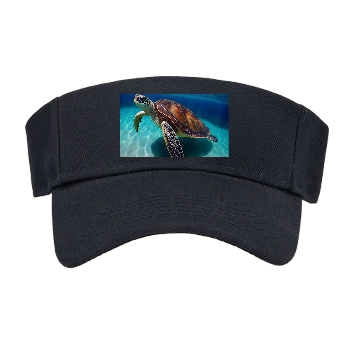 Sea Turtle Swimming in Crystal Clear Waters -  Visor cap