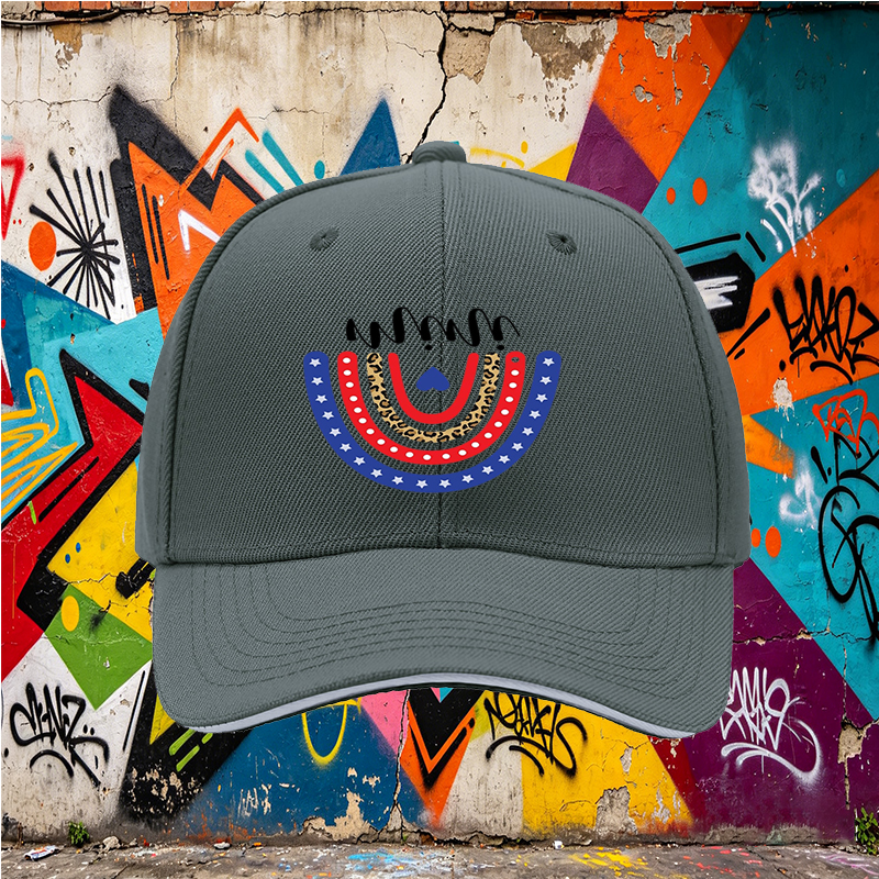 Unisex Classic Sandwich Hat with Patriotic Rainbow Leopard Print Design | Casual Outdoor Sun Protection Cap for Adults and Teens | Perfect for Beach, Travel, and Daily Wear