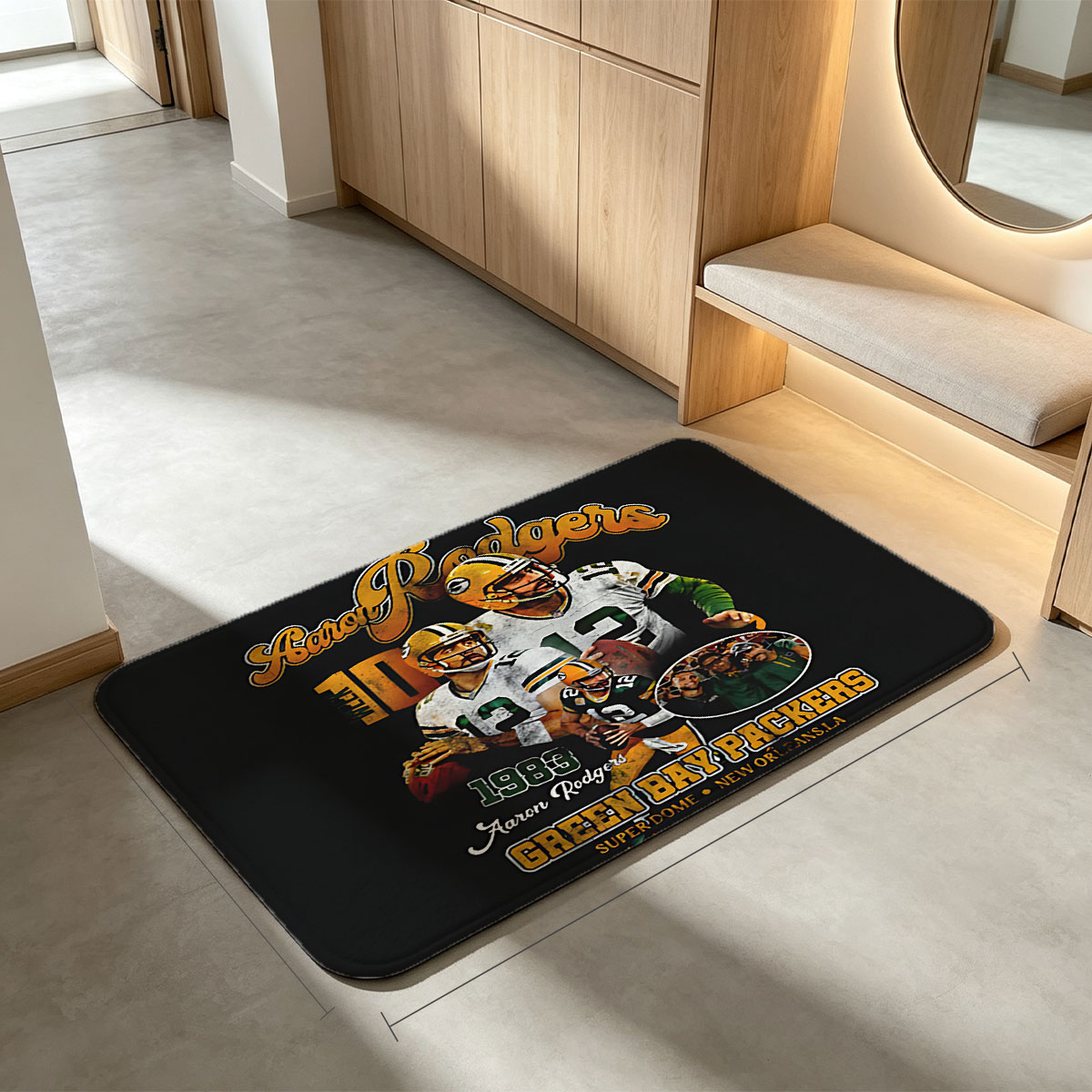 Aaron Rodgers #12 Green Bay Packers Super Bowl XLV Champions 2011 - Flannel floor mat