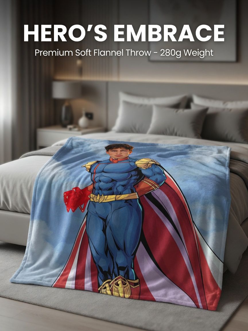 Custom Face Photo Flannel Blanket Personalized Superhero Comic Throw Ultra Soft Anti Pilling Cozy Keepsake Gift