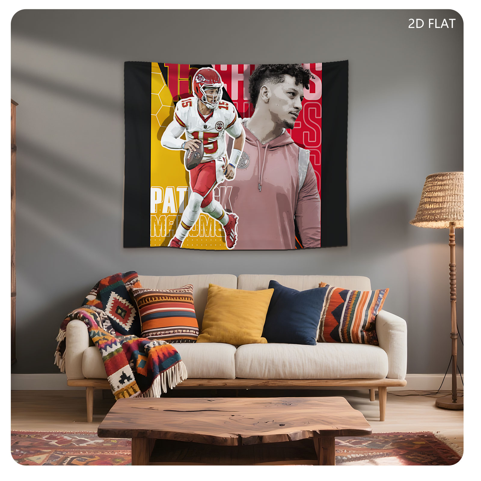 Patrick Mahomes: Kansas City Chiefs QB in Action and Casual Portrait - Tapestry