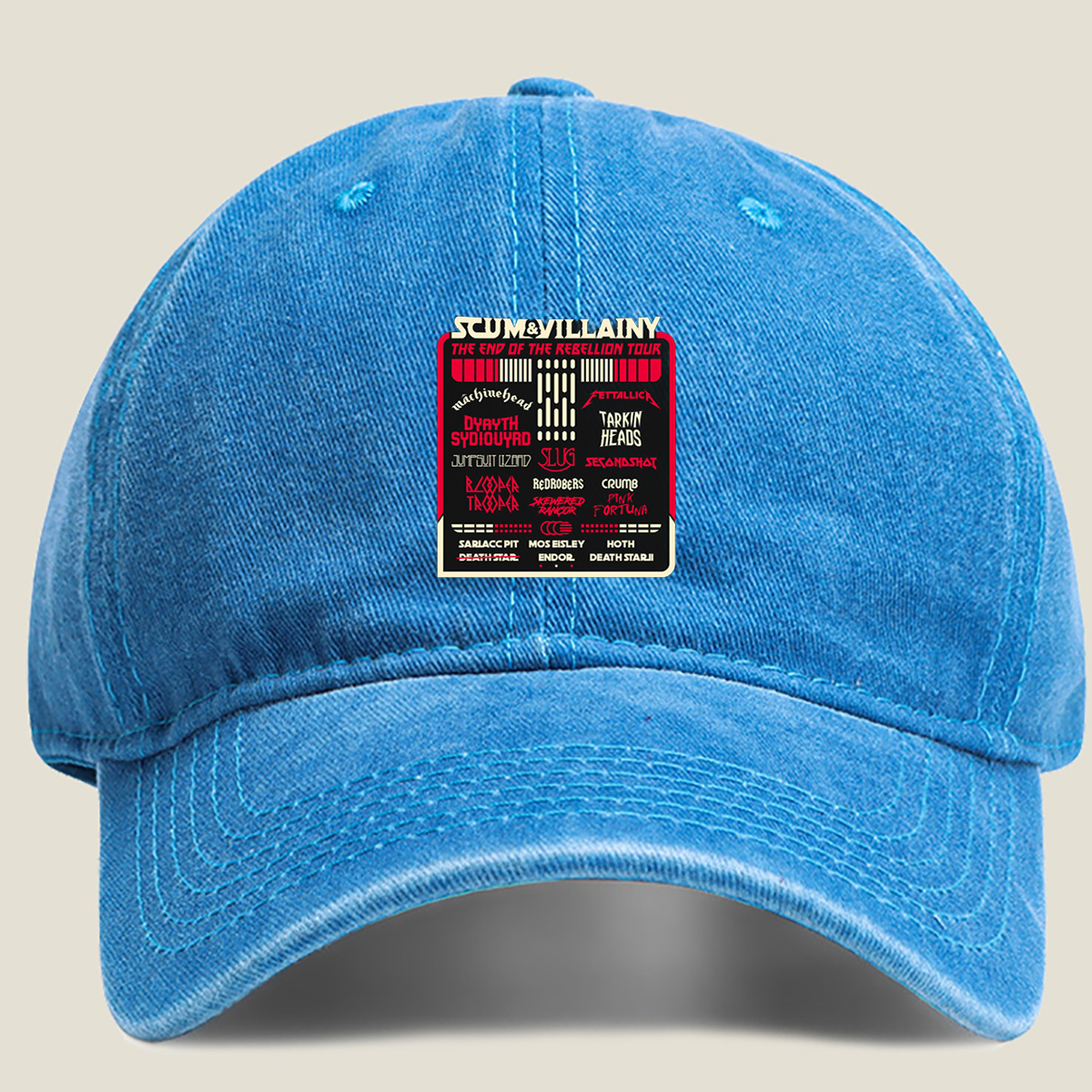 Scum & Villainy: The End of the Rebellion Tour – Star Wars Inspired Band Lineup - Washed Denim - Baseball Cap