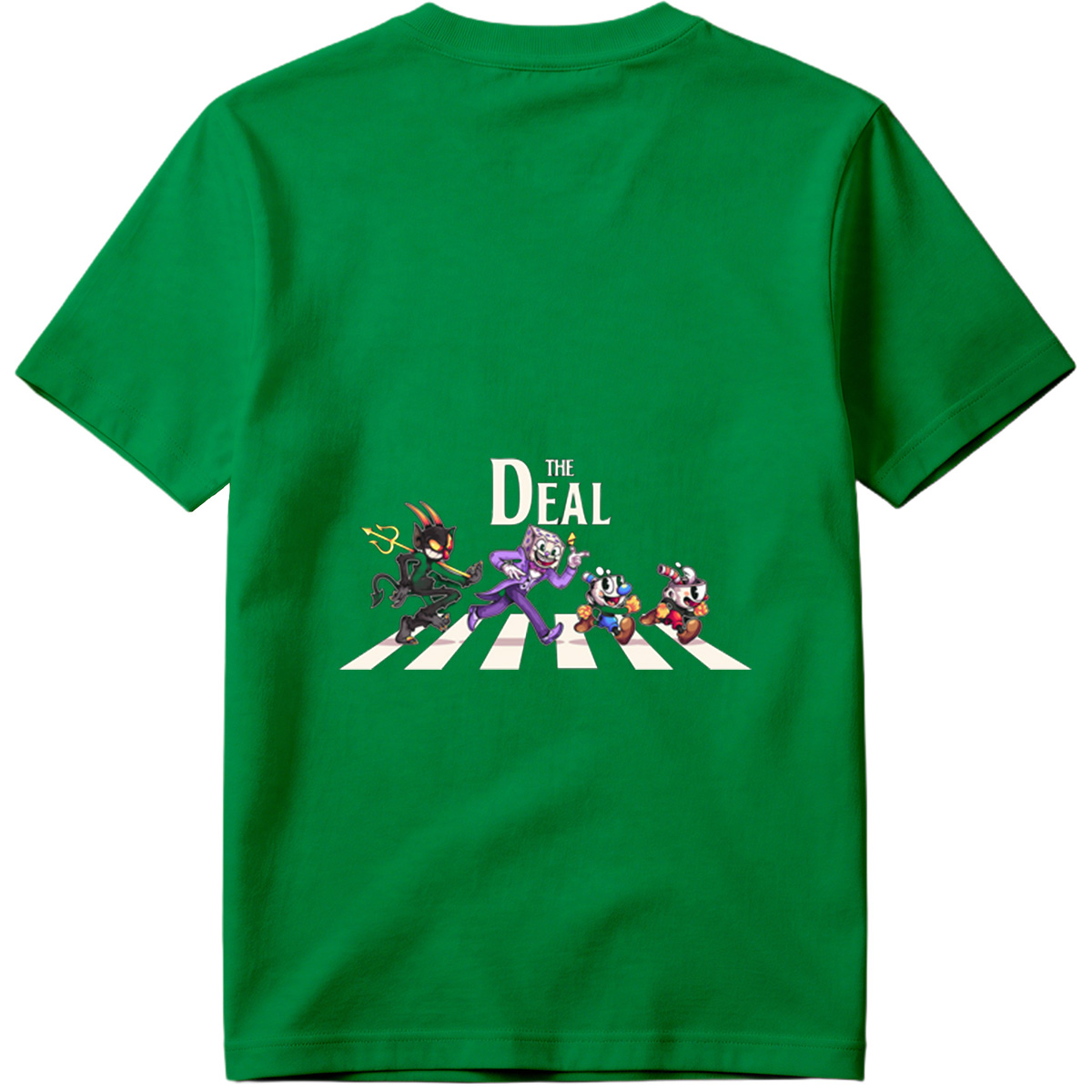 Cuphead, The Devil, and Mugman Crossing the Street – 