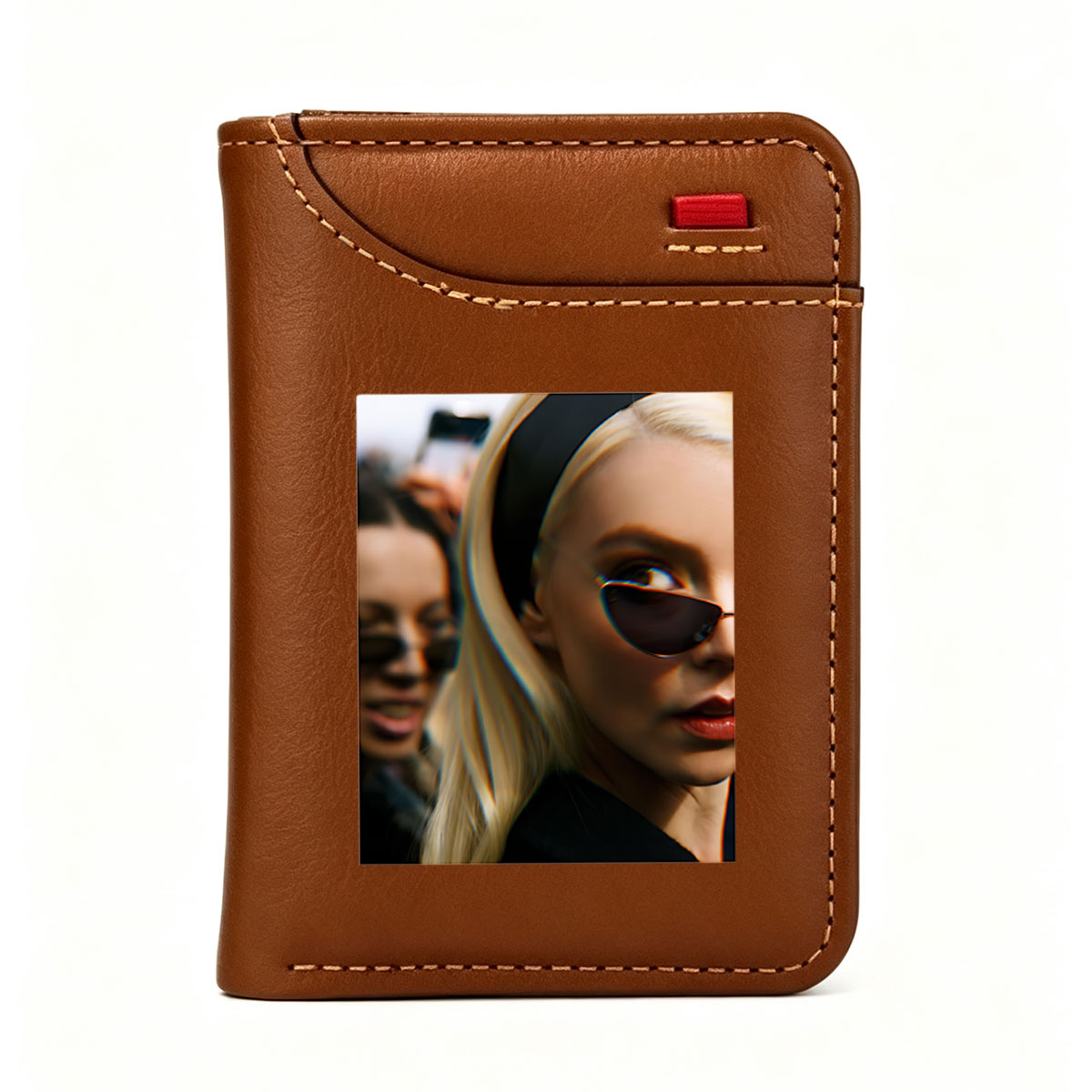 Blonde Woman in Sunglasses with Headband at Event - Vertical Style Wallet