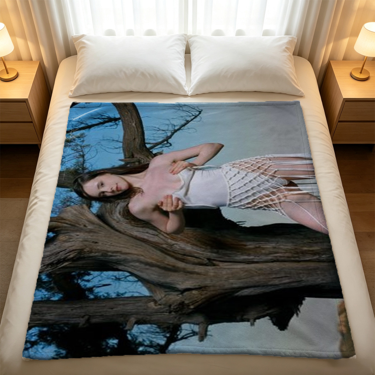 Massage Therapist Massaging Naked Blonde Woman on Table - Blanket