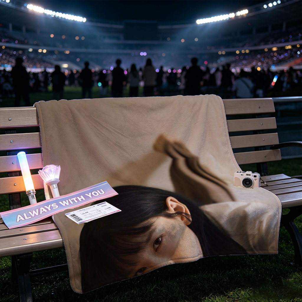 Kim Min-ji Lying on Floor Holding Pen in Soft Lighting Portrait - Blankets