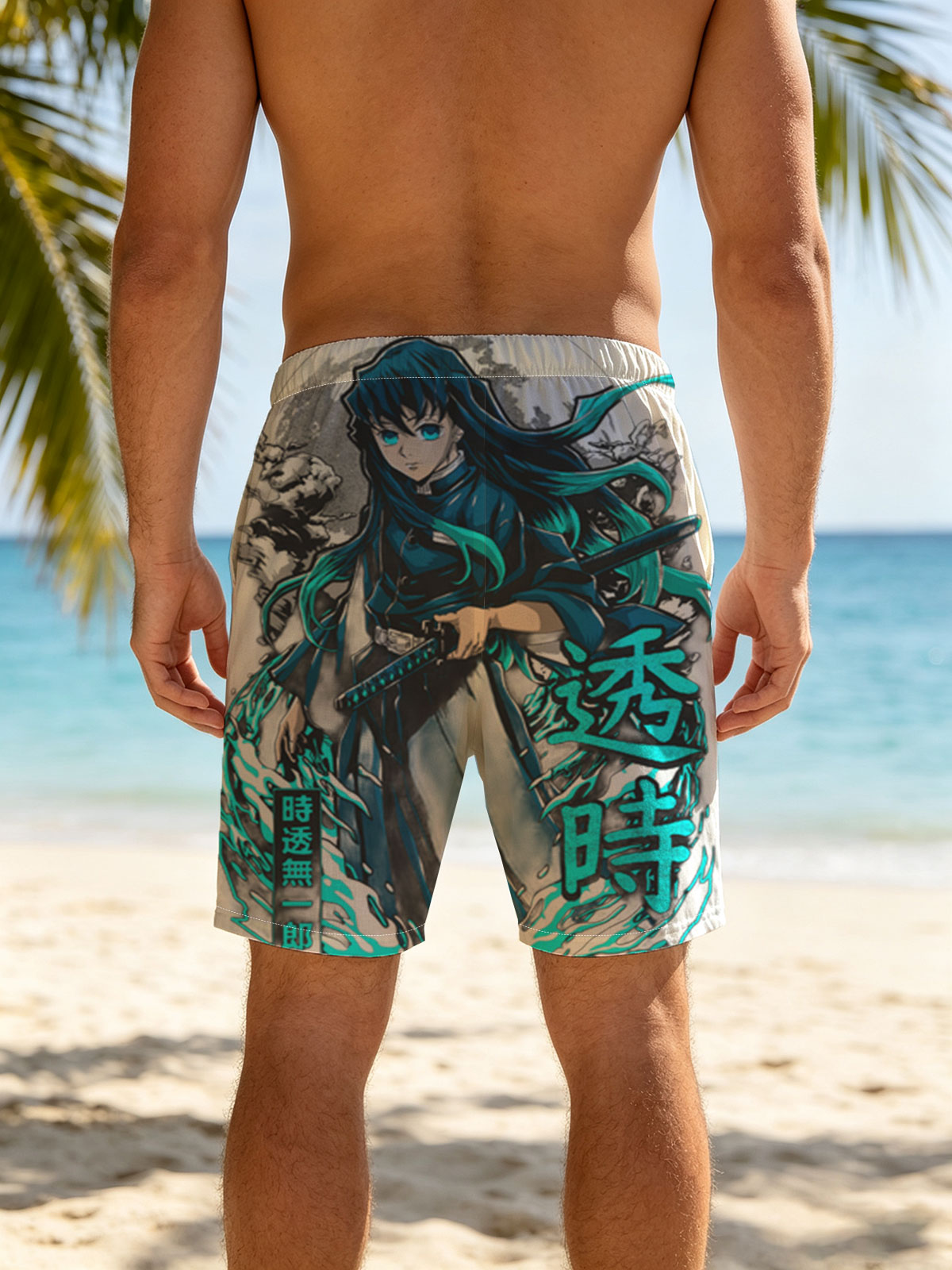 Demon Slayer: Mugen Train - Muichiro Tokito, Water Breathing Technique -  Beach shorts