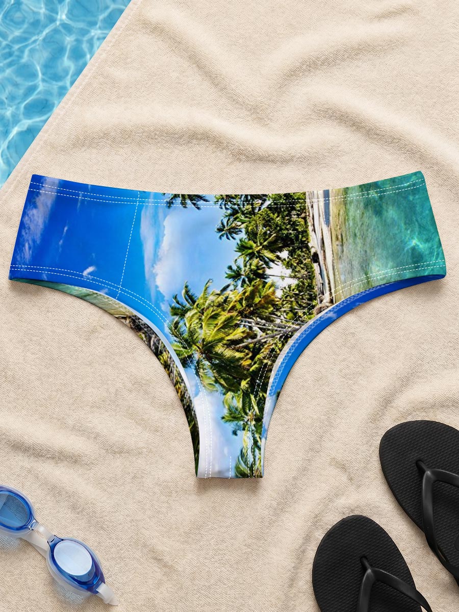Tropical Paradise with Palm Trees and Crystal Clear Water -  Men's swim trunks