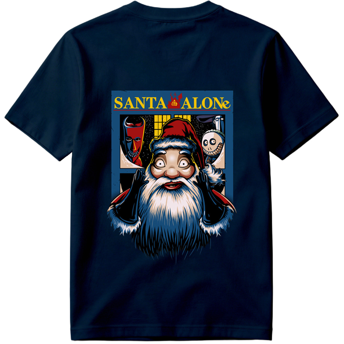 Santa Alone: Santa Claus, Jack Skellington, and Red Mask - Tee