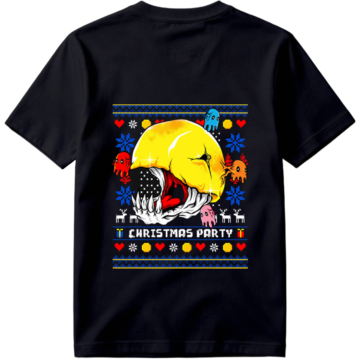 Pac-Man Christmas Party with Ghosts - Tee