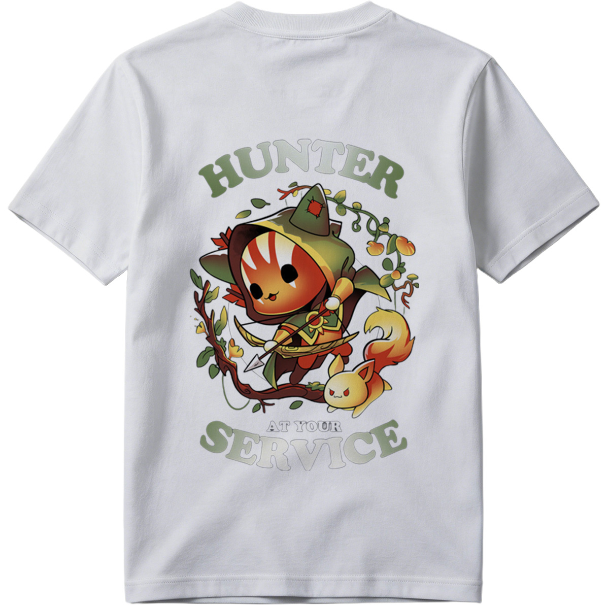 Hunter at Your Service - Chibi Archer and Fox Companion - Tee