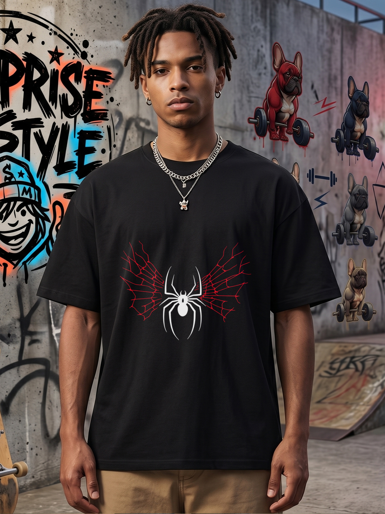 Men's Printed T-Shirt Spider Web Design White Spider with Red Wings Graphic Casual Round Neck Lightweight Breathable Summer Short Sleeve Tee for Outdoor Activities and Daily Wear Adults